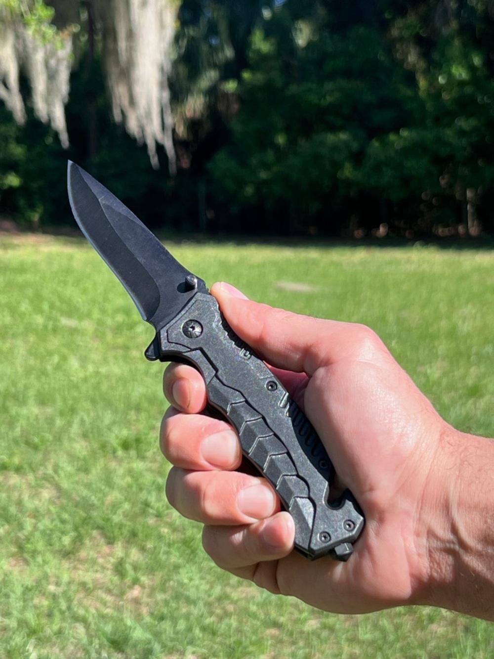Tactical Folding Pocket Knife in Matte Black
